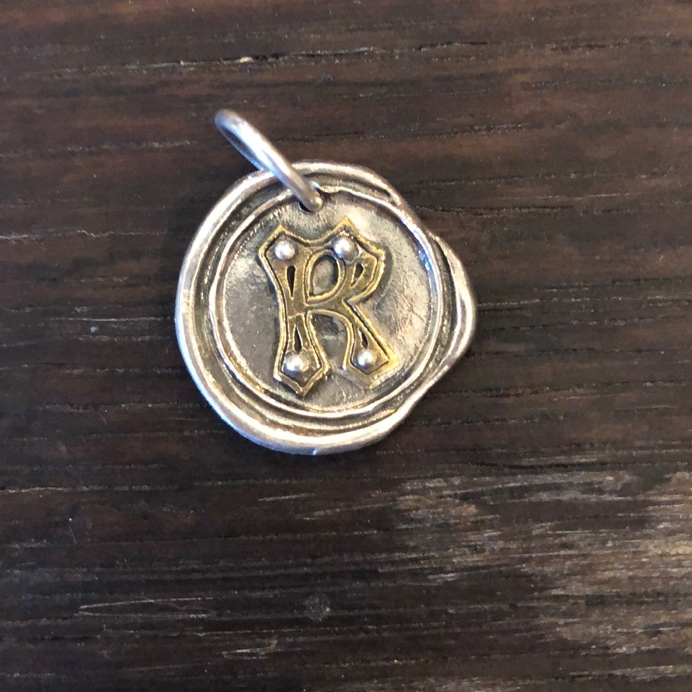 Letter “R” Rivet Insignia Charm Waxing Poetic